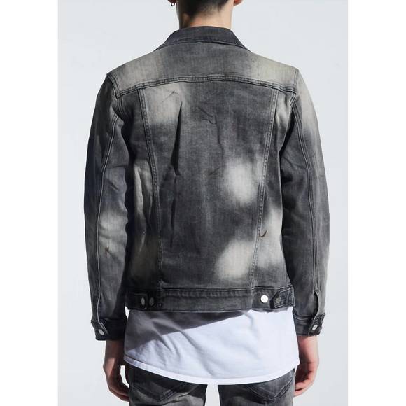 NEW EMBELLISH men's hayes denim jacket in distressed grey wash - Picture 4 of 4